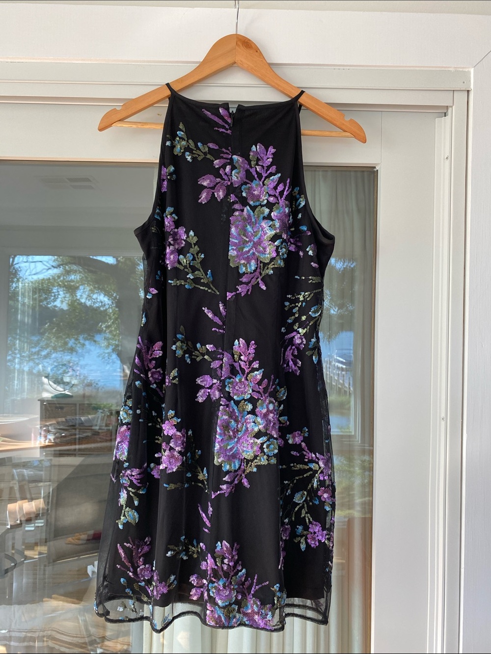 White House Black Market Black Midi Dress with Sequin Accents - Picture 2 of 4